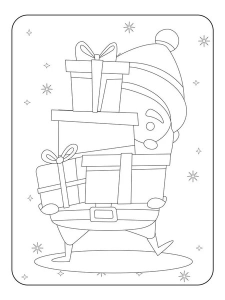 Mignon Noël Santa Coloriage Page Pour Les Enfants — Image vectorielle