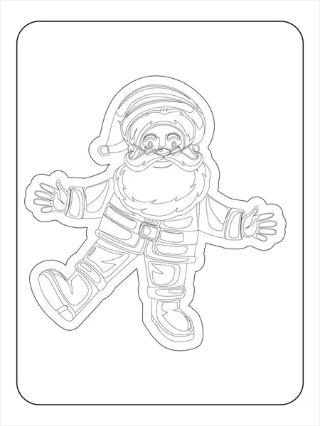 Personajes Dibujos Animados Navidad Para Colorear Página Para Niños — Vector de stock