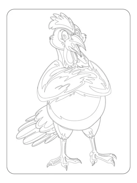 Rooster Coloring Page Kids — Vetor de Stock