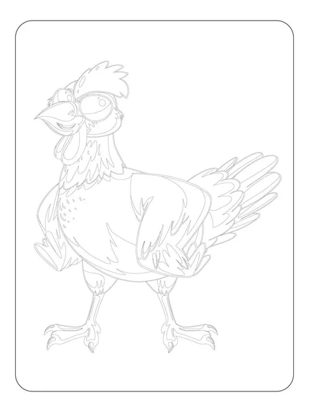 Rooster Coloring Page Kids — стоковый вектор