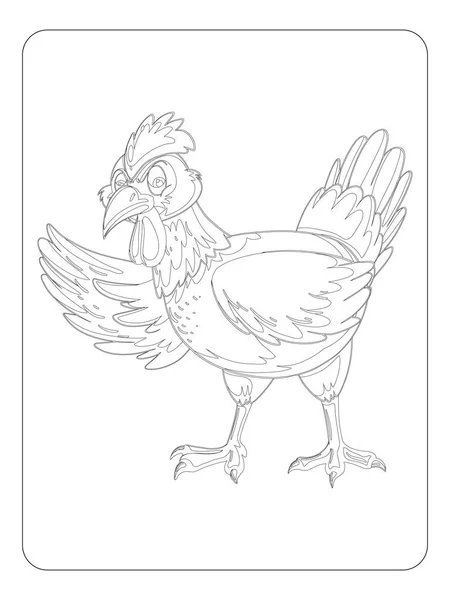 Rooster Coloring Page Kids — Stock Vector
