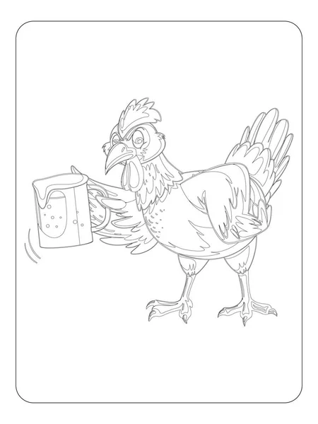 Rooster Coloring Page Kids — Stock Vector