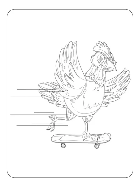 Rooster Coloring Page Kids — ストックベクタ