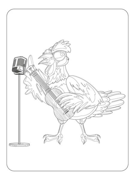 Rooster Coloring Page Kids — стоковый вектор