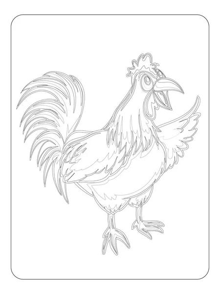Rooster Coloring Page Kids — Vettoriale Stock