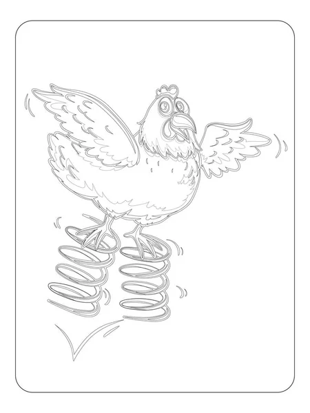 Rooster Coloring Page Kids — Vetor de Stock