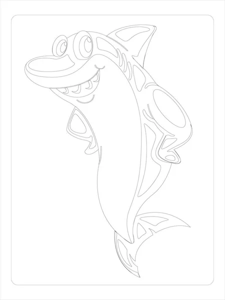 Sea Animals Coloring Page Kids — Stock Vector