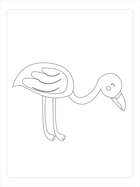 Flamingo Colorir Página Para Crianças Linha Arte Baía — Vetor de Stock