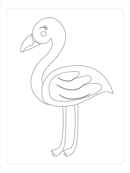 Flamingo Para Colorear Página Para Niños Línea Arte Bahía — Archivo Imágenes Vectoriales