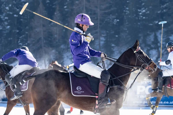 St. Moritz - January 29, 2023: Game actions at the Snow Polo World Cup St.Moritz 2023 finals