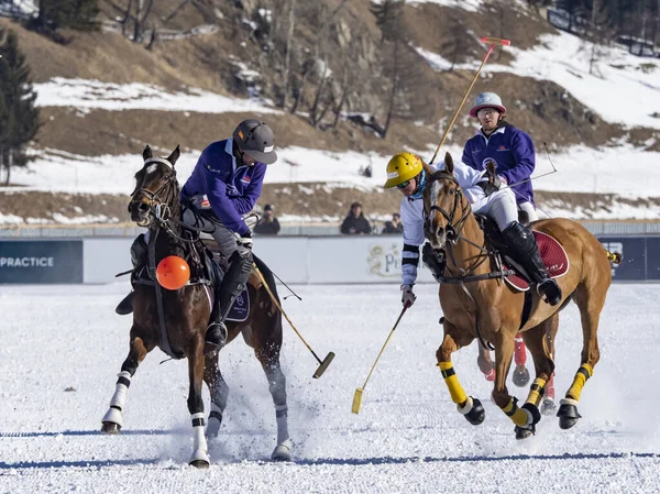 St. Moritz - January 29, 2023: Game actions at the Snow Polo World Cup St.Moritz 2023 finals
