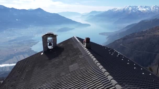 Vista Drone Lago Como Monte Berlinghera — Vídeo de Stock