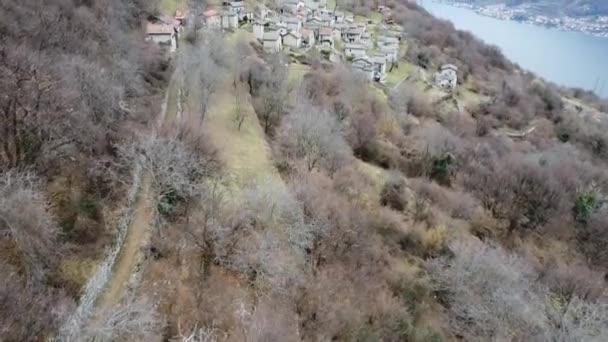Aerial View Village Corniga Lake Como Alps — Video