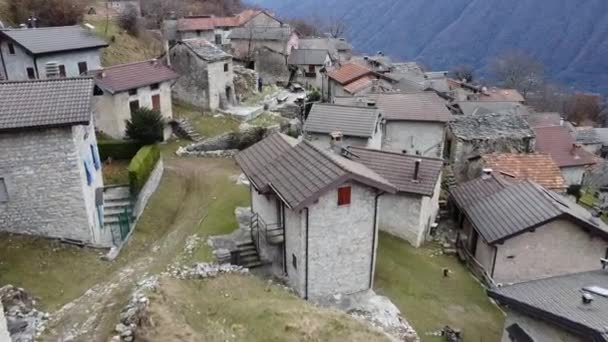 Aerial View Village Corniga Lake Como Alps — Stockvideo