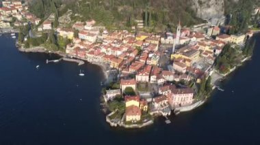 Aerial view of Varenna a village on Lake Como