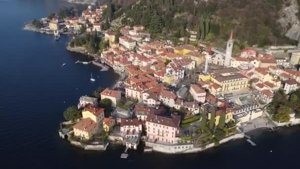 Aerial View Varenna Village Lake Como — 图库视频影像
