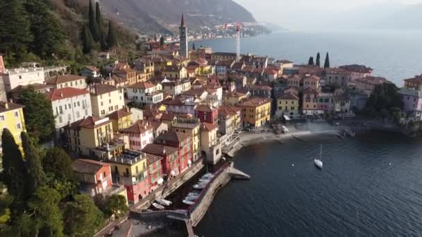 Aerial View Varenna Village Lake Como — Video
