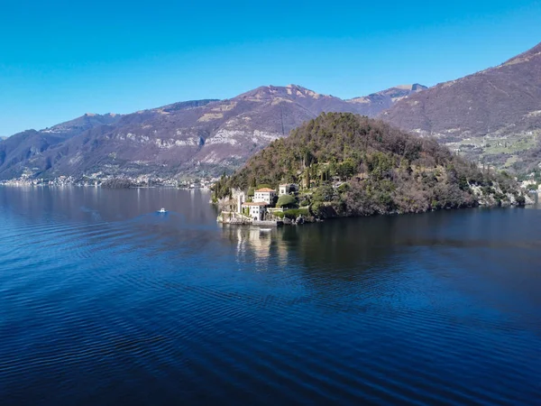 Αεροφωτογραφία Της Χερσονήσου Villa Balbianello Στη Λίμνη Κόμο — Φωτογραφία Αρχείου