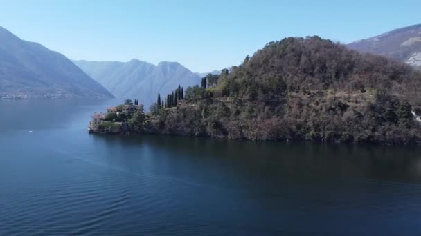 Vista Aérea Península Villa Balbianello Lago Como — Vídeo de Stock