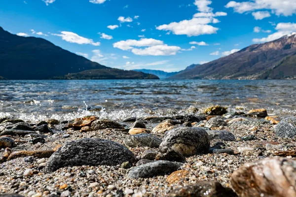 Pebbles Uma Praia Lago Como — Fotografia de Stock