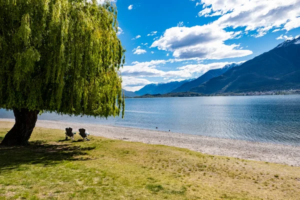 stock image Relaxation scene on a beach of Lake Como