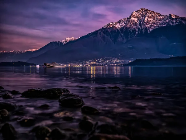 stock image Sunset on Lake Como from Domaso coastline