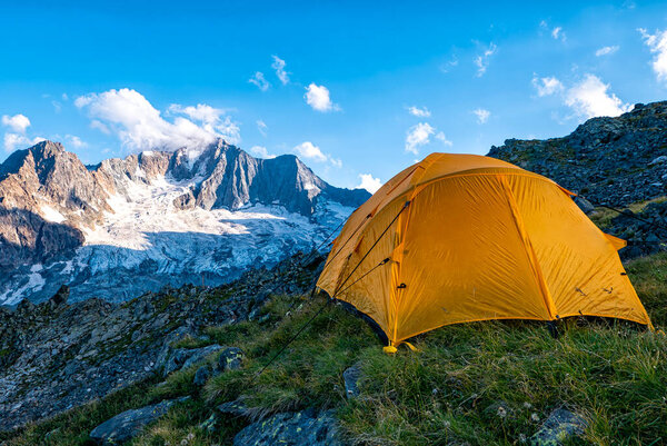 Camping tent in the Italian Alps