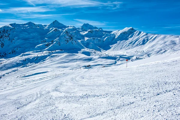 Pistas Esqui Nas Montanhas Torno Bormio Estância Esqui — Fotografia de Stock