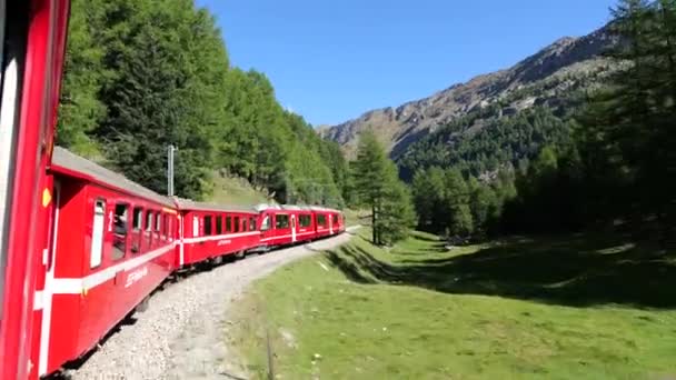 Suiza 2023 Tour Tren Rojo Bernina Uno Los Sitios Patrimonio — Vídeo de stock