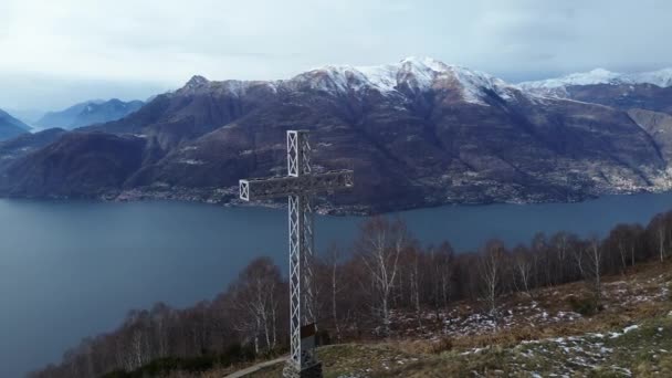 Camaggiore Alp Ten Como Gölü Nün Havadan Görünüşü — Stok video