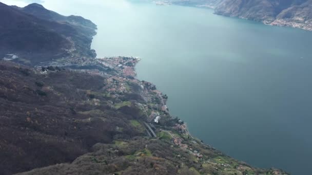 Widok Lotu Ptaka Jezioro Como Alpy Camaggiore — Wideo stockowe
