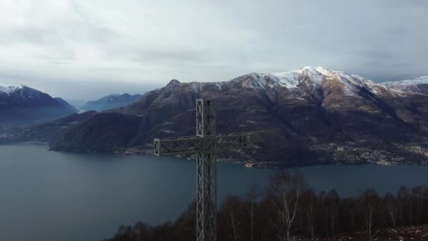Flygfoto Över Comosjön Från Camaggiore Alp — Stockvideo