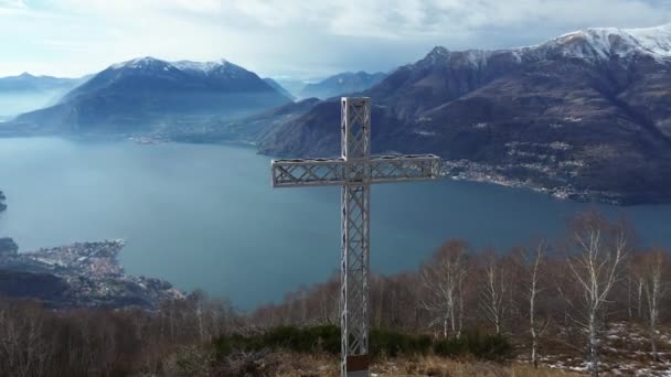 Camaggiore Alp Ten Como Gölü Nün Havadan Görünüşü — Stok video