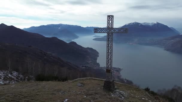 Flygfoto Över Comosjön Från Camaggiore Alp — Stockvideo