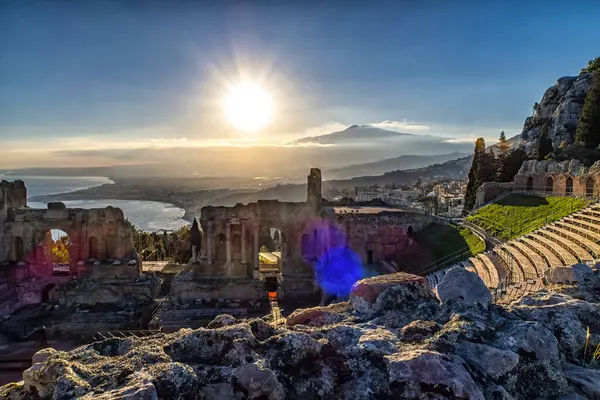Sunset on Taormina roman theater