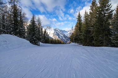 Valmalenco kayak merkezinde kayak pistleri