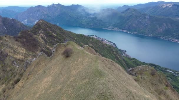Flygfoto Över Comosjön Från Mount Palagia — Stockvideo