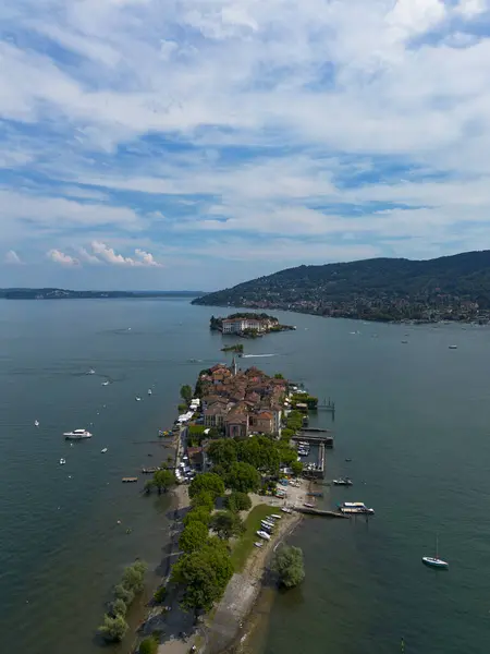 stock image Aerial view of Borromeo islands on Lake Maggione