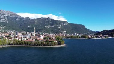Lecco Town 'un insansız hava aracı tarafından manzarası