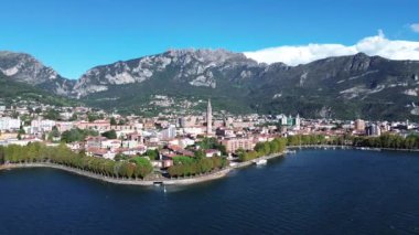Lecco Town 'un insansız hava aracı tarafından manzarası