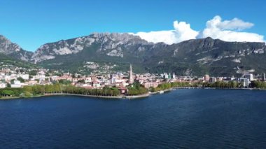 Lecco Town 'un insansız hava aracı tarafından manzarası