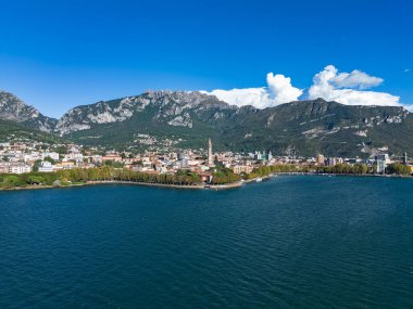 Landscape of Lecco Town by a drone clipart