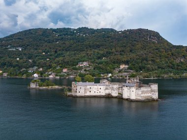 The Cannero castle island on Lake Maggiore edited without the construction crane clipart