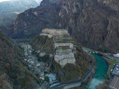 Bard fortress in the italian Alps clipart