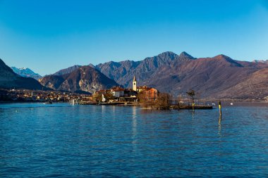 Beautiful view from the lakeside of Lake Maggiore in Piedmont clipart