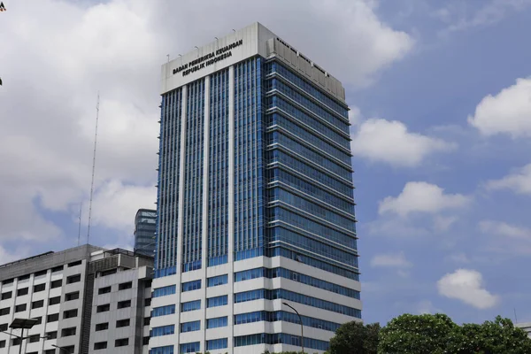 Indonézia 2023 Február Modern Irodaházak Jakartában Modern Üzleti Felhőkarcolók Magas — Stock Fotó