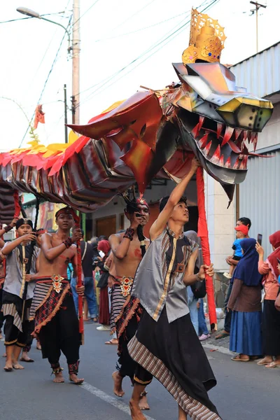 Yogyakarta Mayo 2023 Desfile Cultural Kotagede Con Ropa Tradicional Jaranense —  Fotos de Stock