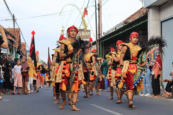 Yogyakarta Május 2023 Kulturális Felvonulás Kotagede Hagyományos Jaranan Ruhák — Stock Fotó