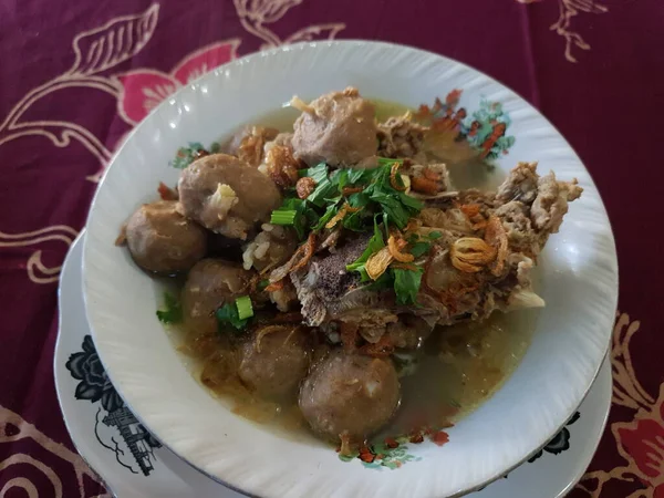 Eine Portion Balungan Suppe Mit Frikadellen Zum Essen — Stockfoto