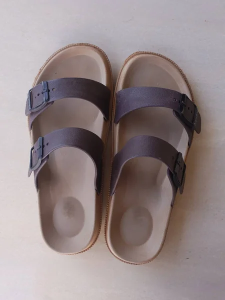 Very Elegant Pair Brown Sandals — Stock Photo, Image